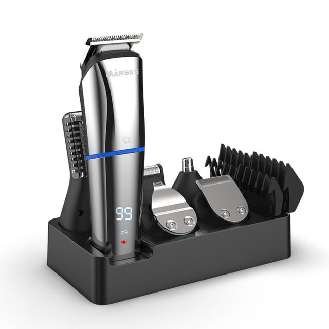 MARSKE 6 In 1 Hair Clipper Grooming Set Rechargeable Razor Carving Nose Hair Trimmer EU Plug