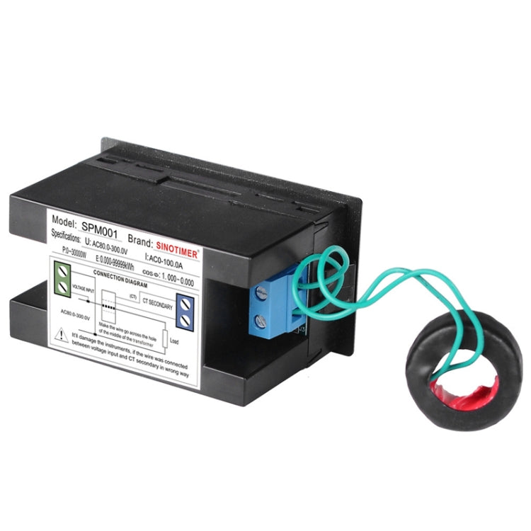 SINOTIMER SPM001 AC LED Digital Voltmeter Frequency Factors Meter Power Monitor, Specification: AC80-300V 100A