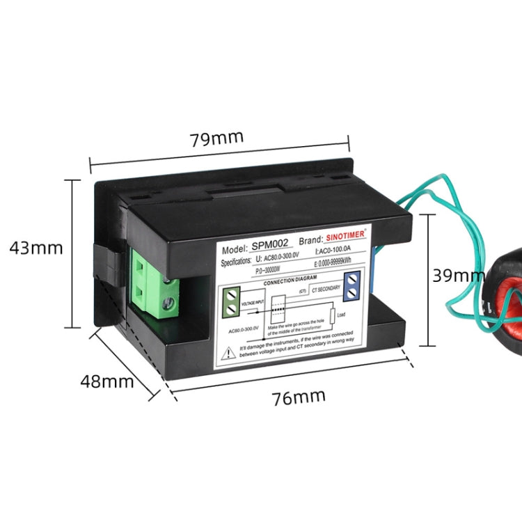 SINOTIMER SPM002 Liquid Crystals AC Digital Voltage And Current Meter Power Monitor, Specification: AC200-450V 100A