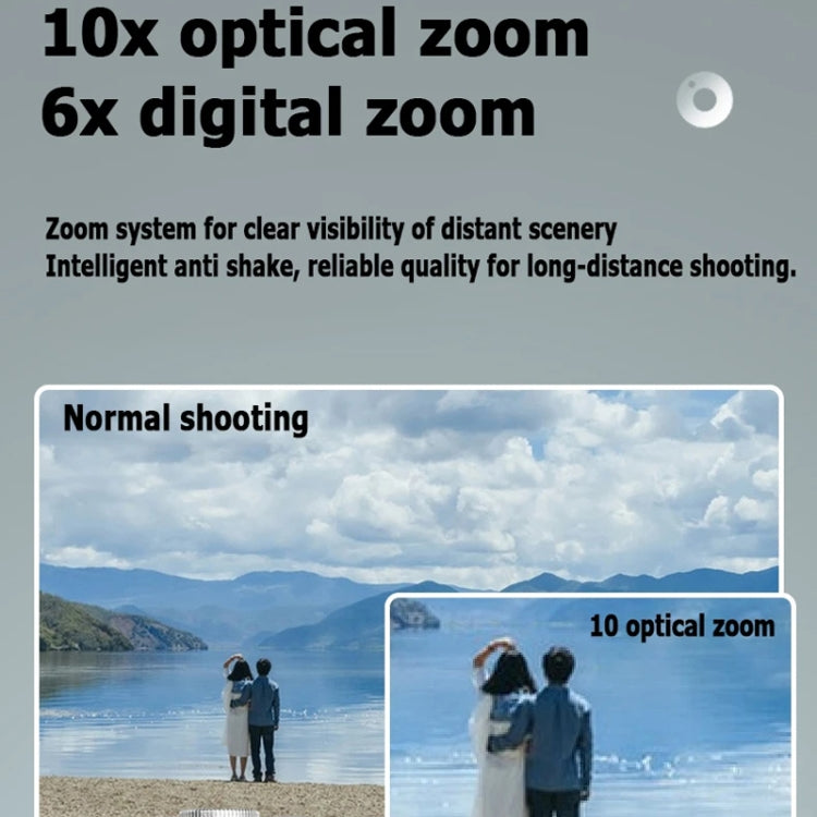 4K HD Optical Zoom Digital Camera 60MP Dual Screen Selfie Camera, No Memory(White)