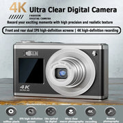 4K HD Optical Zoom Digital Camera 60MP Dual Screen Selfie Camera, No Memory(White)