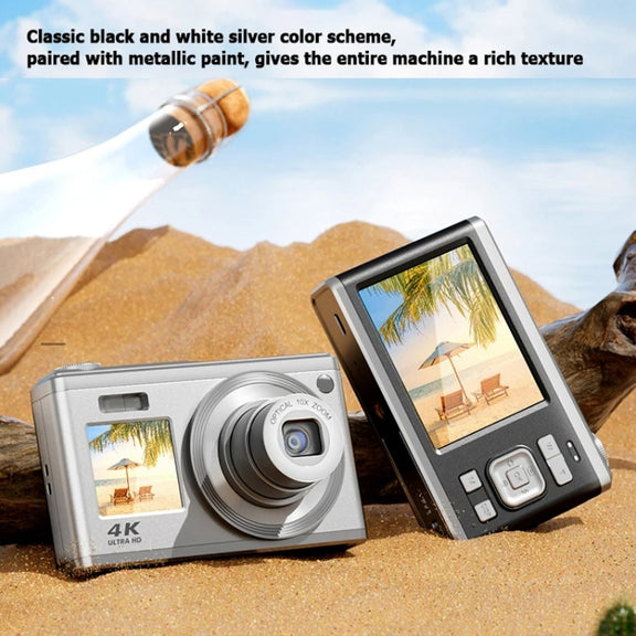 4K HD Optical Zoom Digital Camera 60MP Dual Screen Selfie Camera, No Memory(Silver)