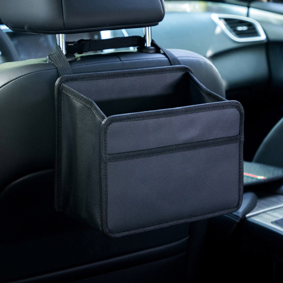 Car Hanging Garbage Bag Multifunctional Folding Storage Box, Model: H613 Litchi Pattern