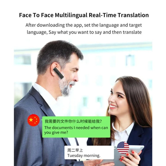40 Languages Instant Real-Time Translation Smart Wireless BT5.0 Translation Earphone(White)