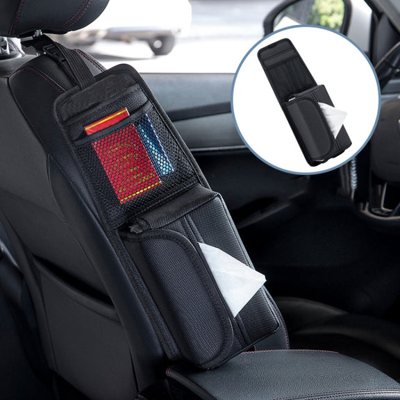 Car Seat Side Storage Hanging Bag Tissue Box, Model: H322 Grain Pattern