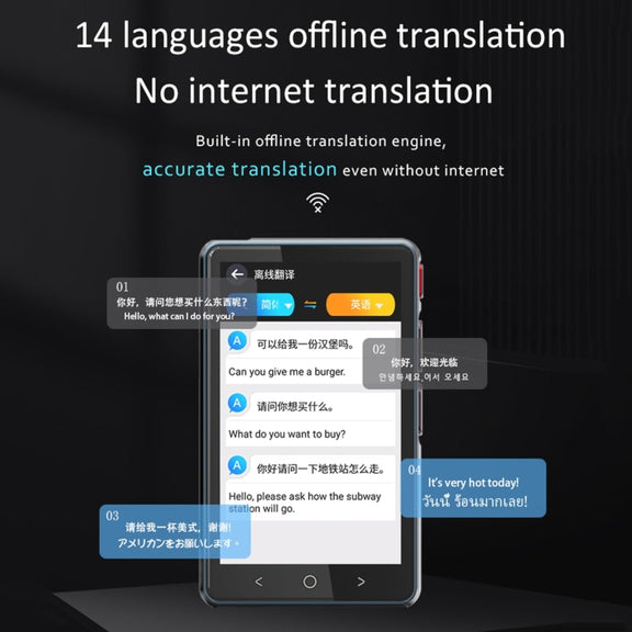 Hishell P40 Smart Translator 135 Languages Voice Intelligent Online Translation Machine Offline Multilanguage Speech Translate(Black)