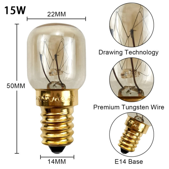 E14 Salt Crystal Lamps High Temperature Resistant Oven Light Bulb, Power: 15W Brass Lamp Head(2700K Warm White)