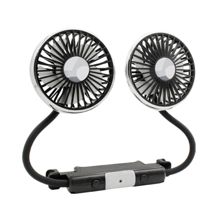 Car Double-head Hose Seat Fan with Light(Black)