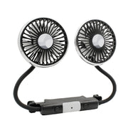 Car Double-head Hose Seat Fan with Light(Black)