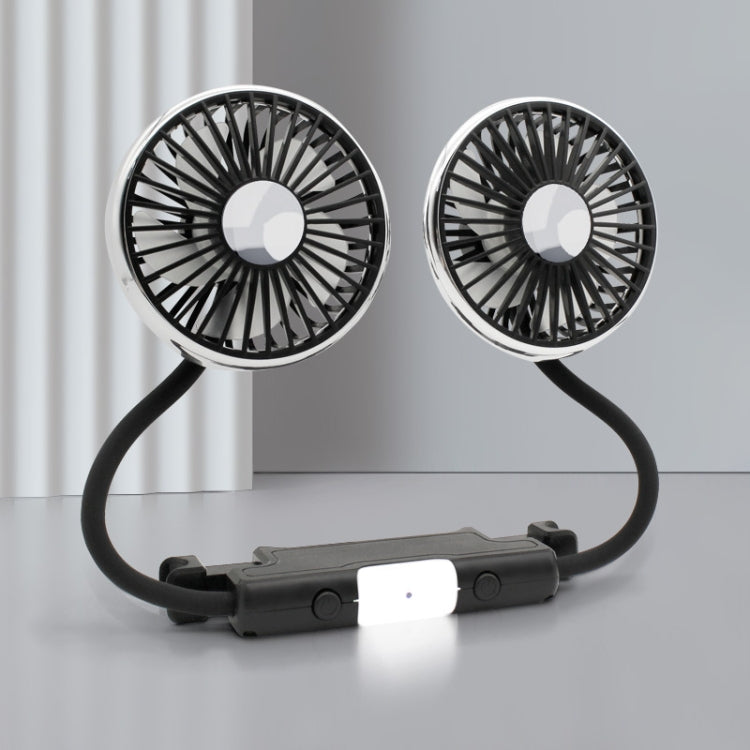Car Double-head Hose Seat Fan with Light(Black)