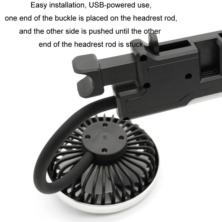 Car Double-head Hose Seat Fan with Light(Black)