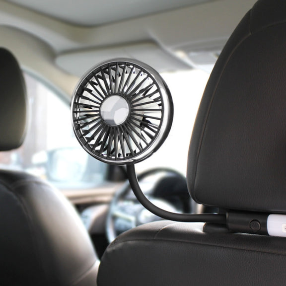 Car Double-head Hose Seat Fan with Light(Black)