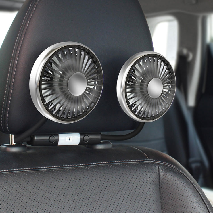 Car Double-head Hose Seat Fan with Light(Black)