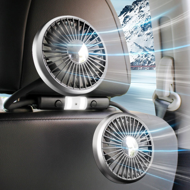 Car Double-head Hose Seat Fan with Light(Black)
