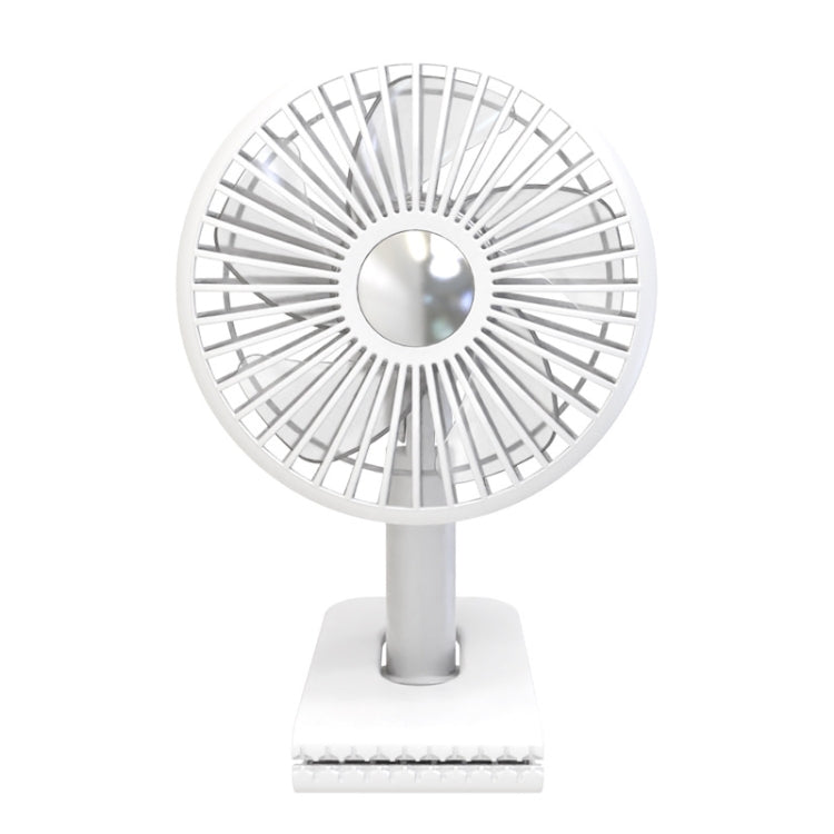 Car Clip-On Rechargeable Electric Oscillating Head Fan With Light(White)