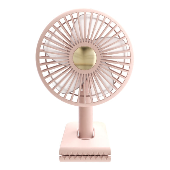 Car Clip-On Rechargeable Electric Oscillating Head Fan With Light(Pink)