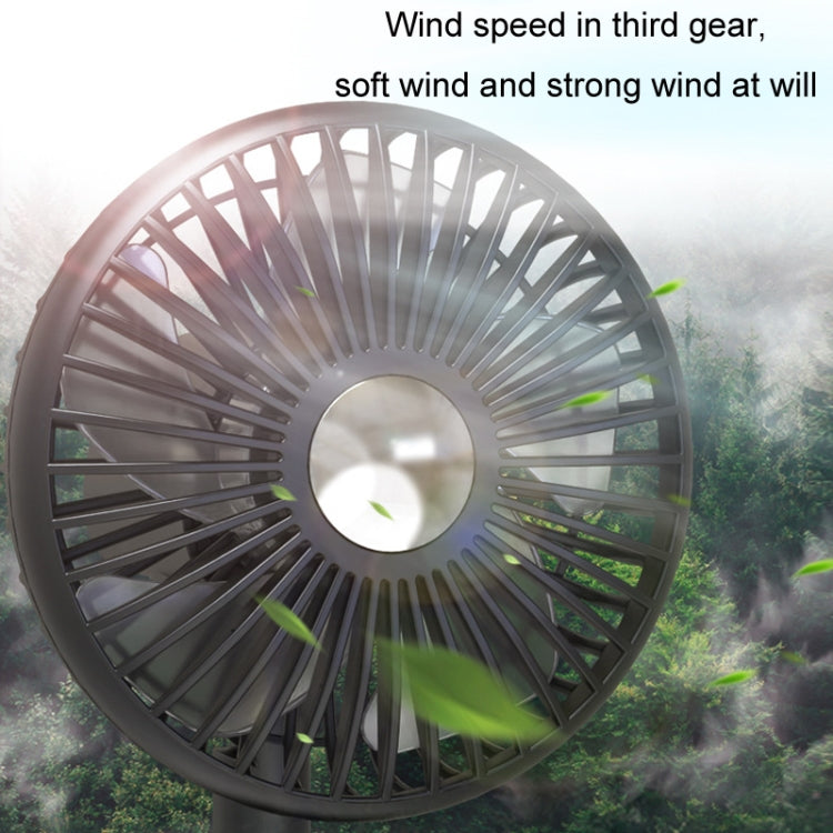 Car Clip-On Rechargeable Electric Oscillating Head Fan With Light(Dark Green)