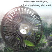 Car Clip-On Rechargeable Electric Oscillating Head Fan With Light(Dark Green)