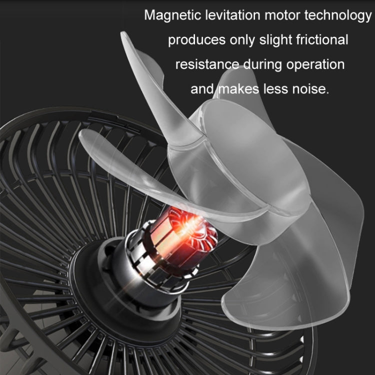 Car Clip-On Rechargeable Electric Oscillating Head Fan With Light(Dark Green)