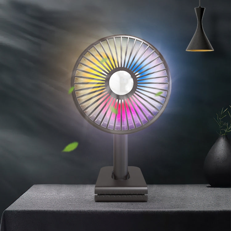 Car Clip-On Rechargeable Electric Oscillating Head Fan With Light(White)