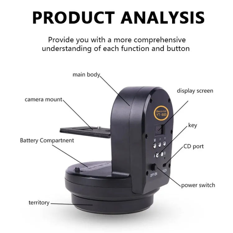 Desiontal YT-800 Cell Phone Camera Remote Control Gimbal 360 Rotation Panoramic Shooting Stabilizer(Standard)