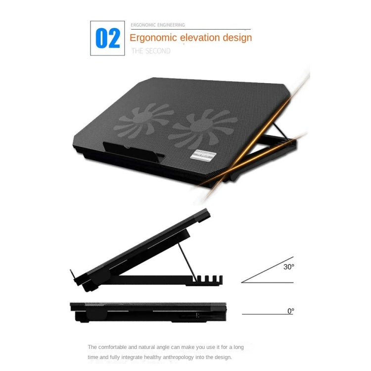 NUOXI S200C Laptop Silent Radiator Multi-level Adjustable Metal Bracket Base(Black)