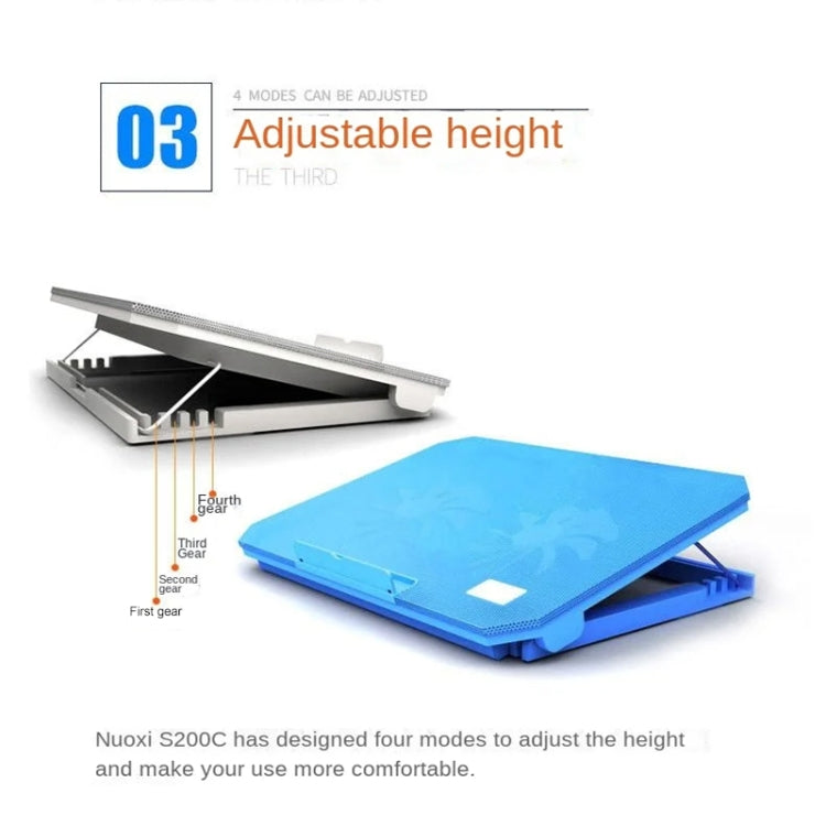 NUOXI S200C Laptop Silent Radiator Multi-level Adjustable Metal Bracket Base(Black)