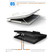 NUOXI S200C Laptop Silent Radiator Multi-level Adjustable Metal Bracket Base(White)
