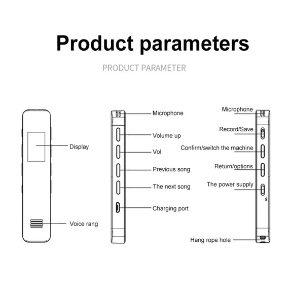 G1 0.96-Inch IPS Color Screen HD Smart Mini Noise Reduction Timer Recorder, Capacity: 16GB
