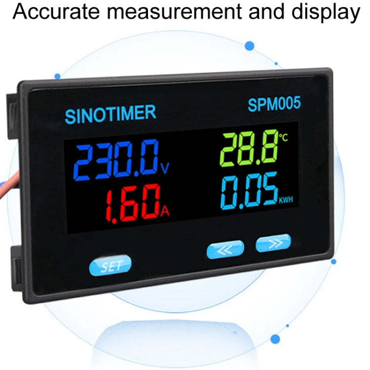 SINOTIMER SPM005 AC Digital Display Voltage Current Power Electricity Multifunctional Monitoring Meter, Specification: 100A