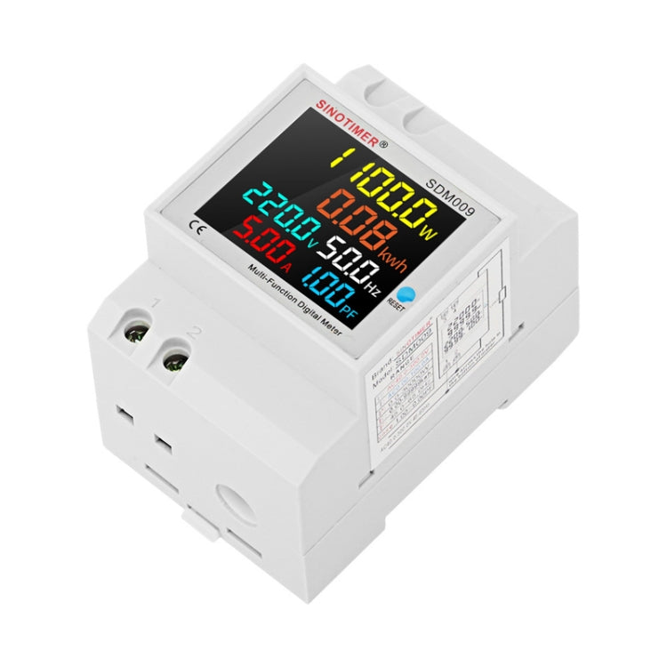 SINOTIMER SDM009 Din Rail Single-Phase Voltage Current Frequency Power Factor Electricity Multifunctional Meter, Model: AC250-450V External