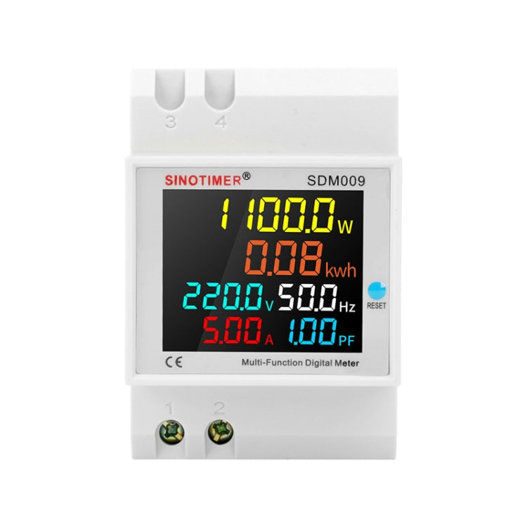 SINOTIMER SDM009 Din Rail Single-Phase Voltage Current Frequency Power Factor Electricity Multifunctional Meter, Model: AC250-450V External