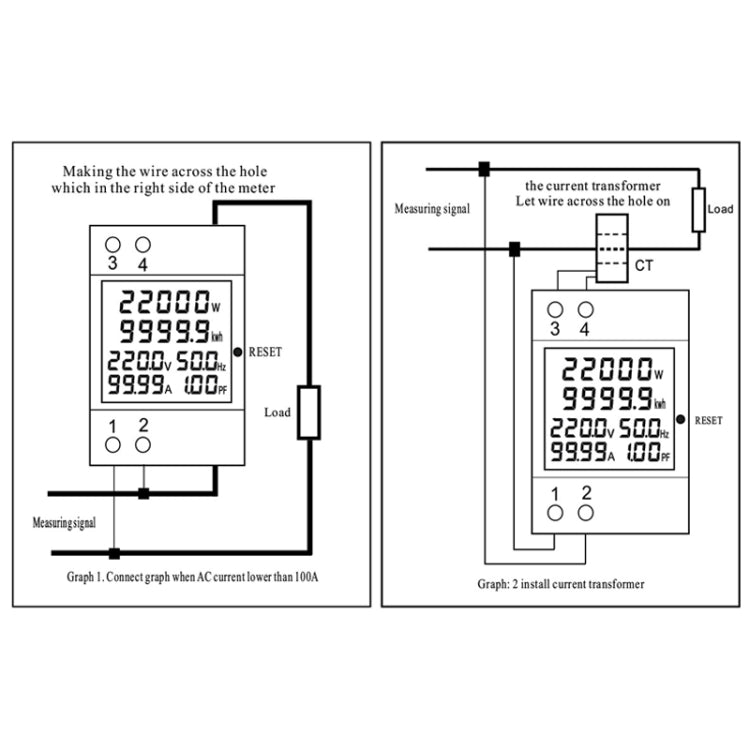 SINOTIMER SDM009 Din Rail Single-Phase Voltage Current Frequency Power Factor Electricity Multifunctional Meter, Model: AC40-300V Built-In