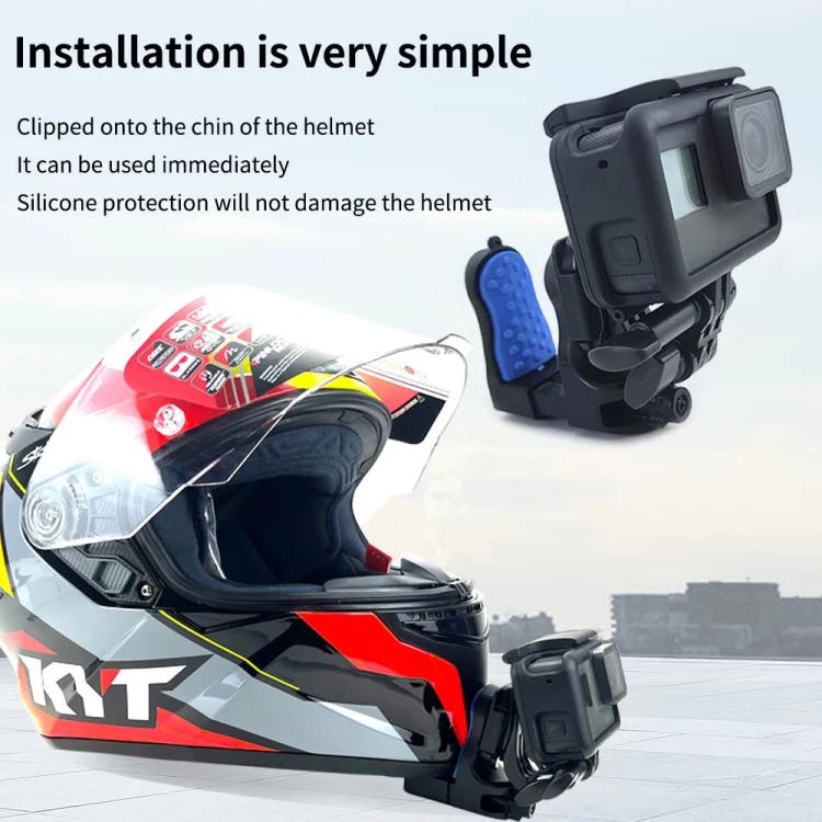 Motorcycle Helmet Chin Clamp Mount for GoPro Hero Series DJI Osmo Action, SJCAM Cameras, Spec: Set 1