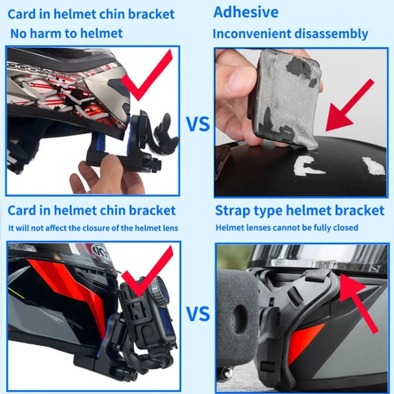 Motorcycle Helmet Chin Clamp Mount for GoPro Hero Series DJI Osmo Action, SJCAM Cameras, Spec: Set 1