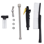High Pressure Car Wash Nozzle Soft Bristle Long Handle Brush Foam Bottle Tool Set, Specification: Set 3