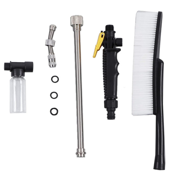 High Pressure Car Wash Nozzle Soft Bristle Long Handle Brush Foam Bottle Tool Set, Specification: Set 3
