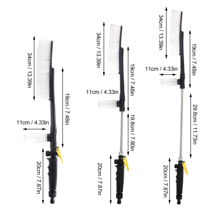 High Pressure Car Wash Nozzle Soft Bristle Long Handle Brush Foam Bottle Tool Set, Specification: Set 3