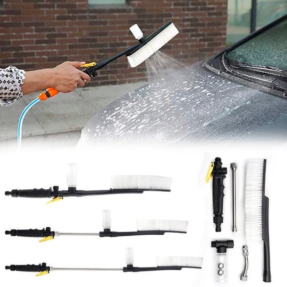 High Pressure Car Wash Nozzle Soft Bristle Long Handle Brush Foam Bottle Tool Set, Specification: Set 2
