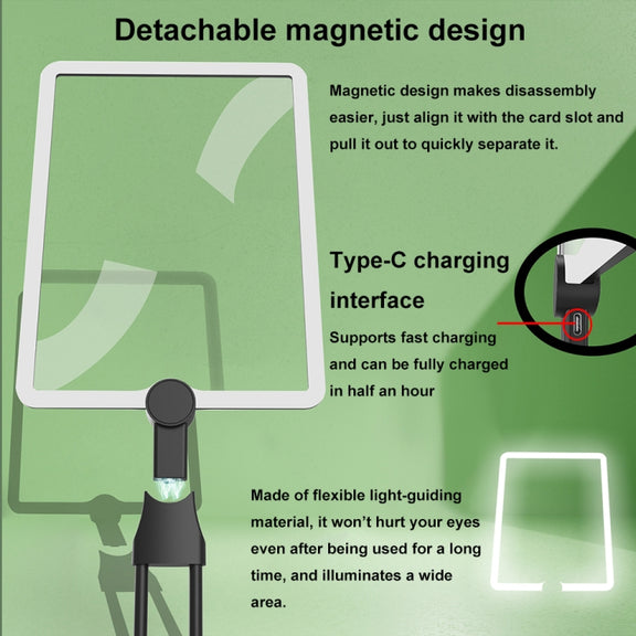 8039-5 LED Light Multifunctional Charging Hanging Neck Handheld Reading Magnifying Glass(Black)