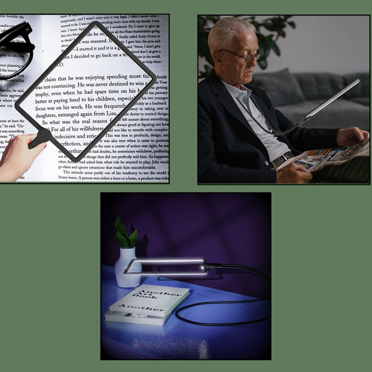 8039-5 LED Light Multifunctional Charging Hanging Neck Handheld Reading Magnifying Glass(Black)