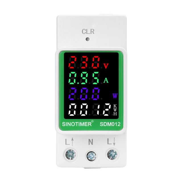 SINOTIMER DIN Rail AC Digital Display Current Voltage Power Electricity Multi-Function Tester, Model: SDM012-1