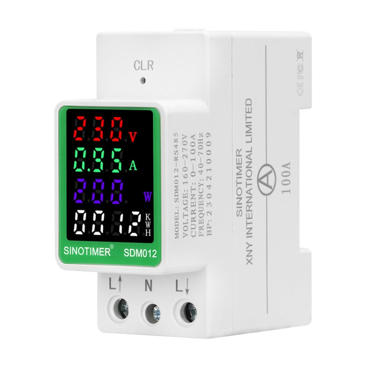 SINOTIMER DIN Rail AC Digital Display Current Voltage Power Electricity Multi-Function Tester, Model: SDM012-RS485