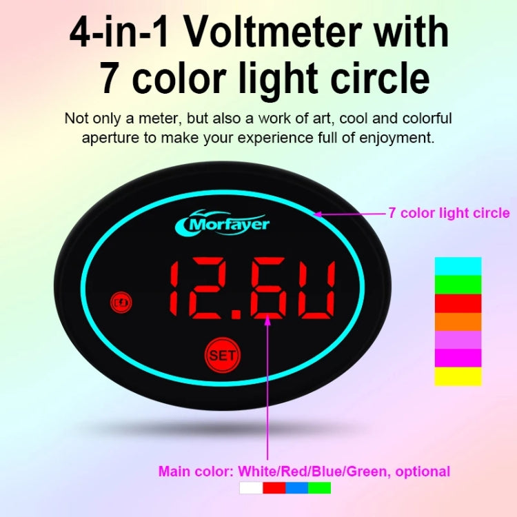 Morfayer Locomotive Multi-function Voltmeter, Green, Specification: 4 in 1 With 7 Color Aperture