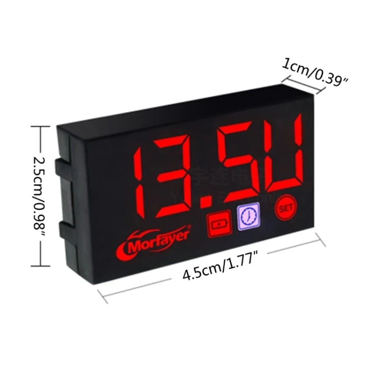 Compact LED Digital Display Time Voltmeter, Specification: 3 in 1 White