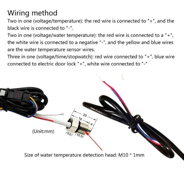 Compact LED Digital Display Time Voltmeter, Specification: 2 in 1 Water Temperature Red