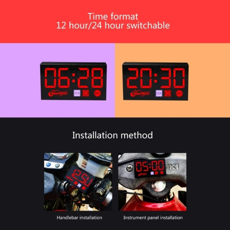 Compact LED Digital Display Time Voltmeter, Specification: 2 in 1 Temperature White