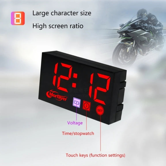 Compact LED Digital Display Time Voltmeter, Specification: 2 in 1 Water Temperature Red