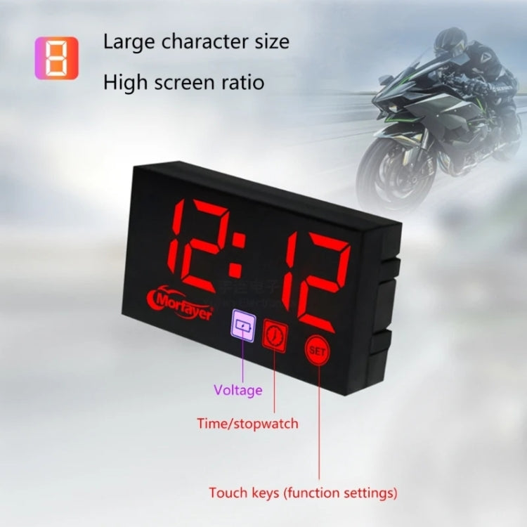 Compact LED Digital Display Time Voltmeter, Specification: 3 in 1 White