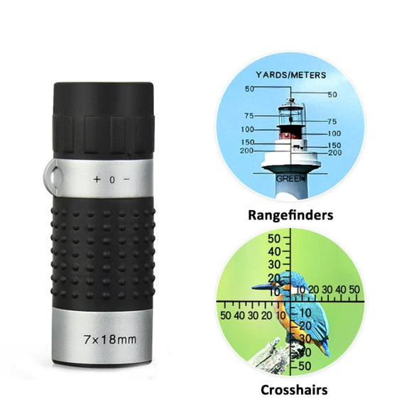 7 x 18 Mini Monoculars Telescope for Hunting Golf Hiking Bird Watching, Spec: Crosshairs